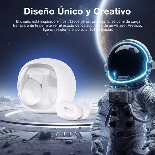 Audífonos Inalámbricos 1Hora AUT208 – Diseño Futurista Color Blanco