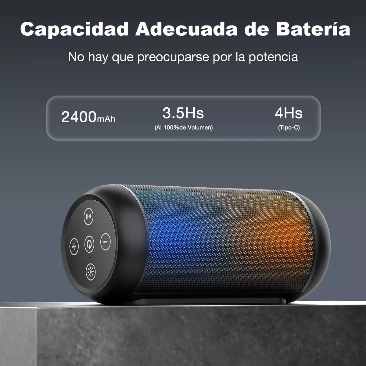 Parlante Bluetooth 1Hora BOC242 – Luces RGB y Sonido Hi-Fi