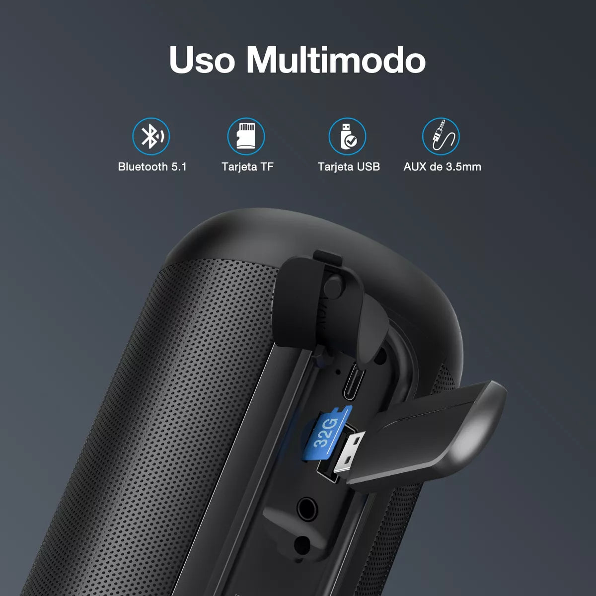 Parlante Bluetooth 1Hora BOC242 – Luces RGB y Sonido Hi-Fi