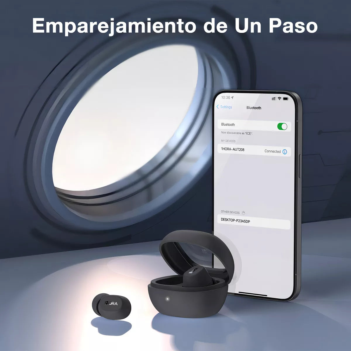 Audífonos Inalámbricos 1Hora AUT208 – Diseño Futurista Color Negro