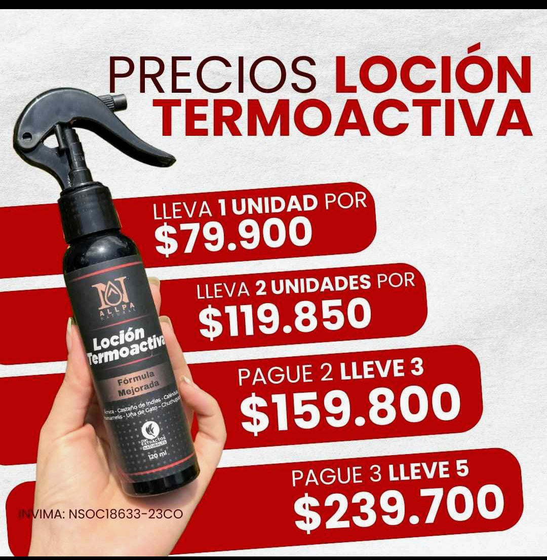 Loción Termoactiva ALLPA – Alivio Natural para Músculos Tensos
