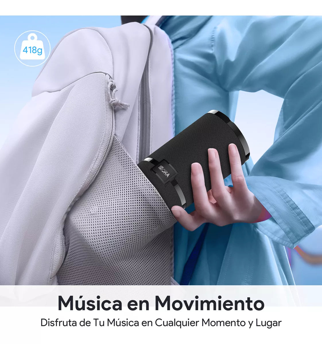 Parlante Inalámbrico Portátil 1HORA BOC060 Negro con Luces RGB y Función TWS