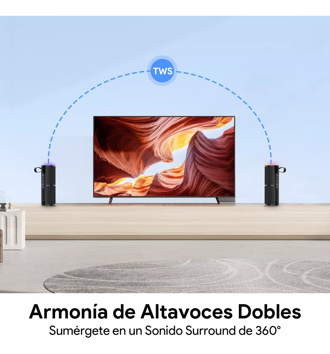 Parlante Inalámbrico Portátil 1HORA BOC060 Negro con Luces RGB y Función TWS